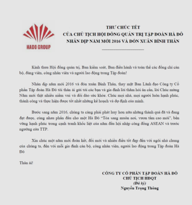 Thư chúc mừng năm mới