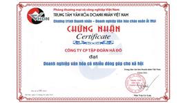 Tập đoàn Hà Đô đạt danh hiệu Doanh nghiệp văn hóa có nhiều đóng góp