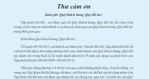 Thư cảm ơn của Chủ tịch HĐQT kiêm Tổng Giám đốc Nguyễn Trọng Thông